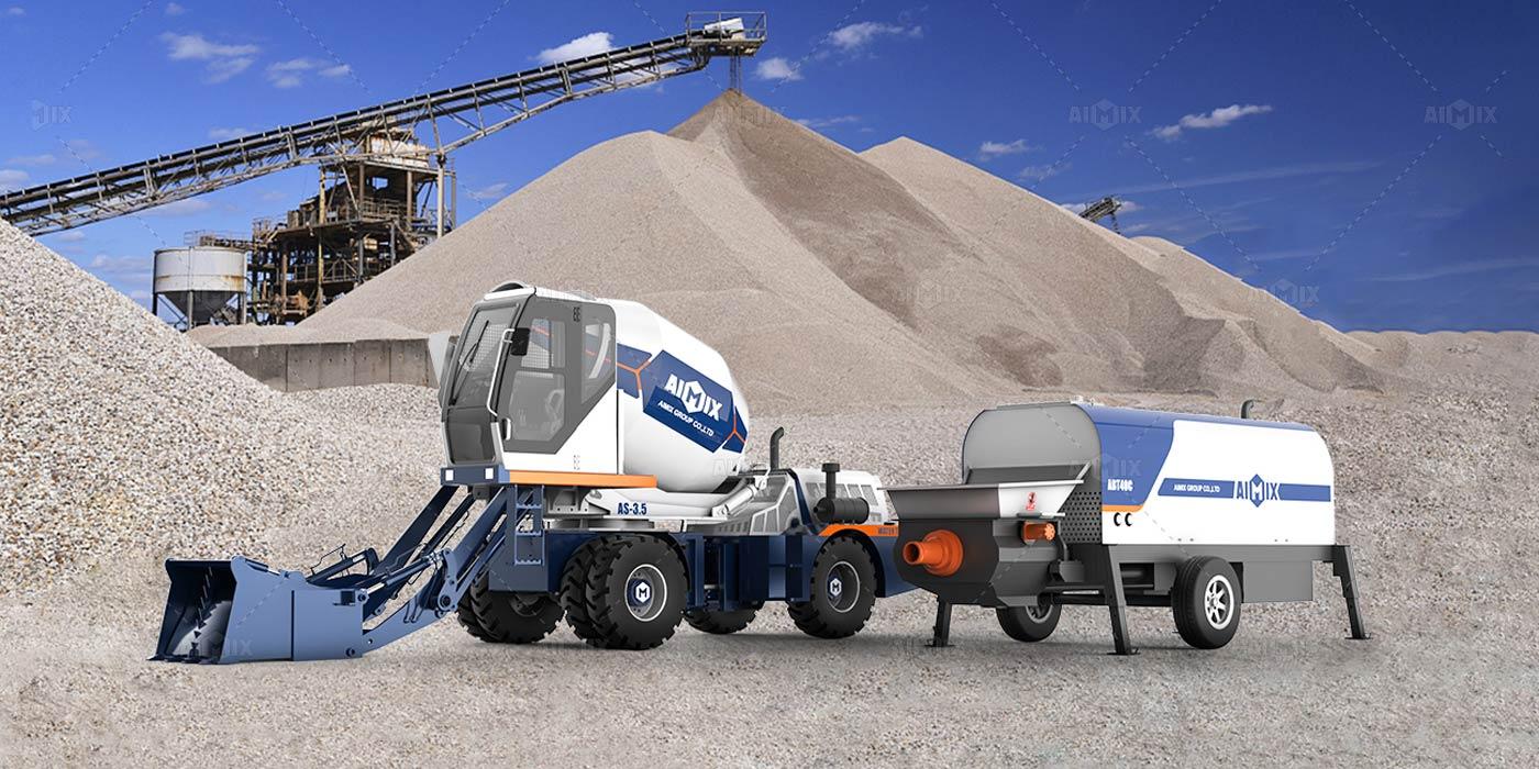 3 5 m self loading mixer with diesel concrete trailer pump